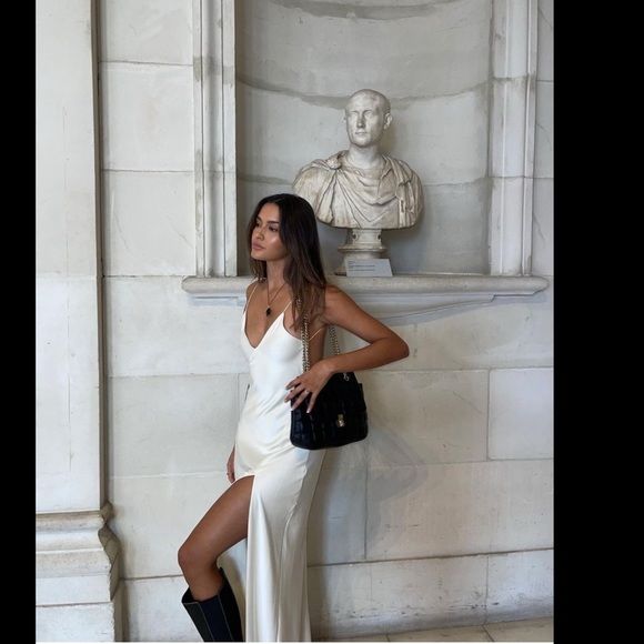 ZARA X KAIA GERBER Satin Effect Slit Backless Gown Maxi Dress - Picture 10 of 17